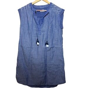 Vineyard Vines Women's Belle Striped Smocked Vineyard Blue Tunic Dress Sz Medium